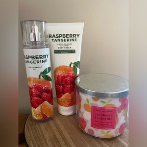 Bath & Body Works Raspberry Tangerine body care + candle NEW